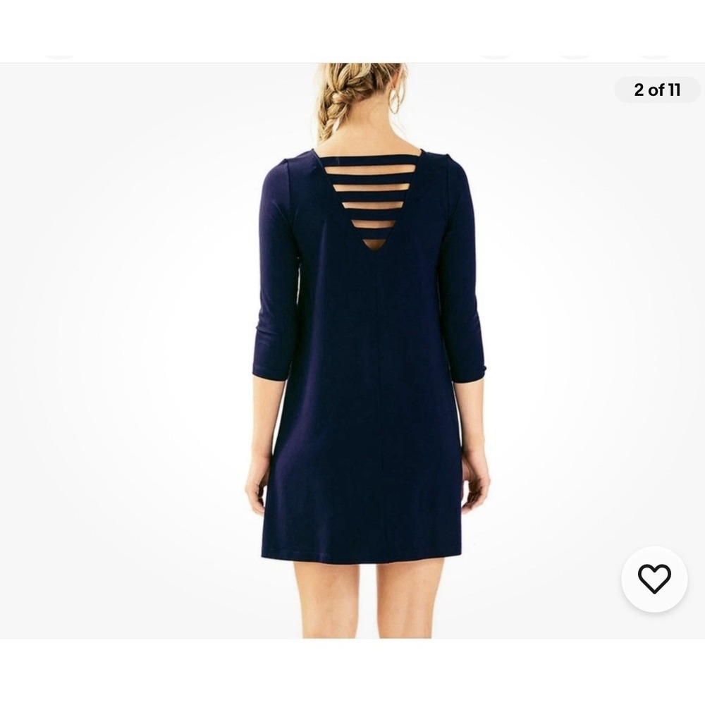 New Lilly Pulitzer‎ Ophelia Dress Navy Blue Knit Cage Back Women's Size XXS